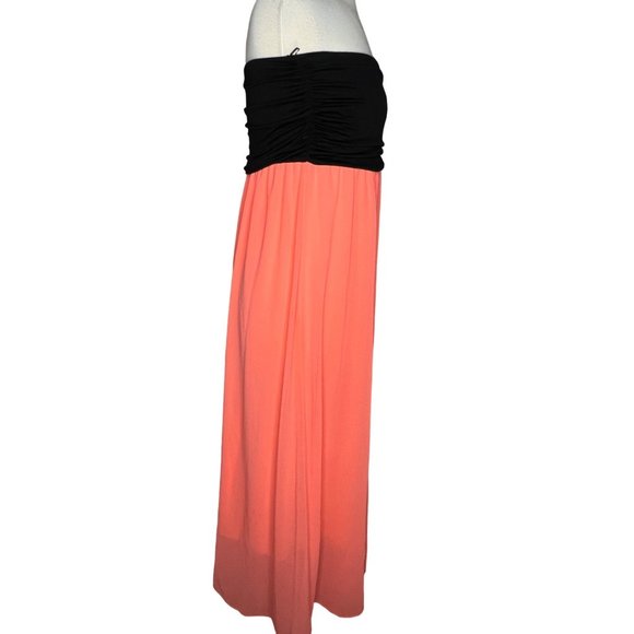 NYMPHE Maxi A-Line Women's Dress Black Top Orange Skirt Layered - Picture 6 of 12